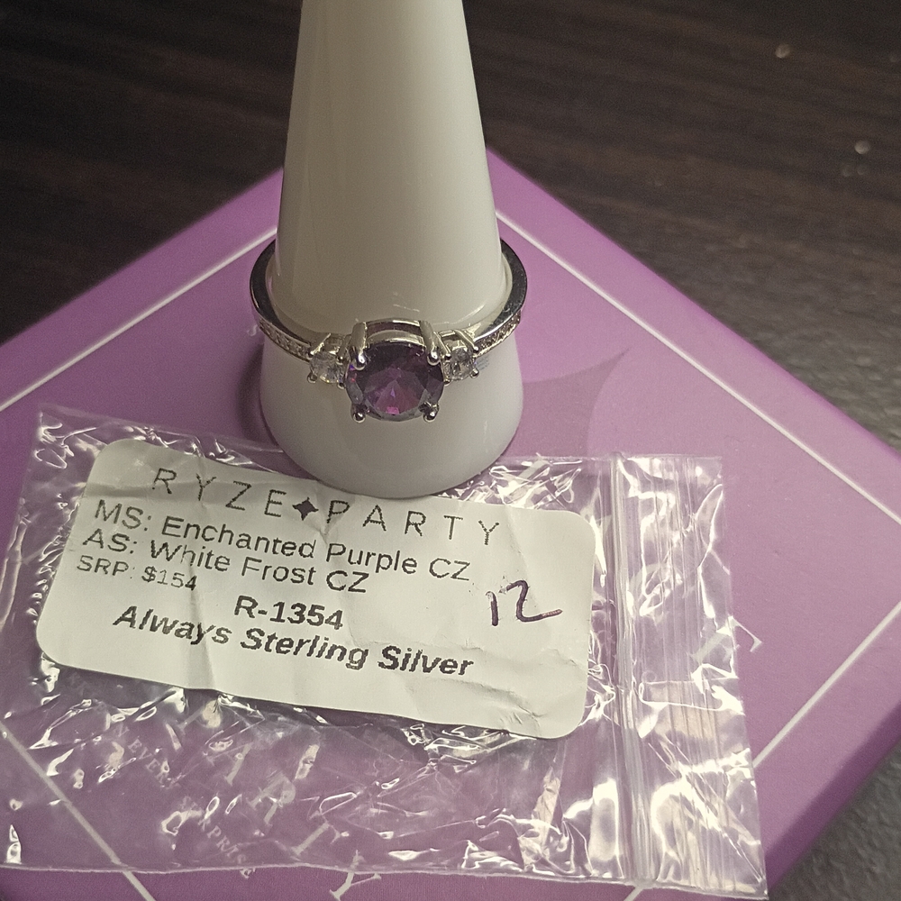 Sterling Silver Ring with Enchanted Purple CZ